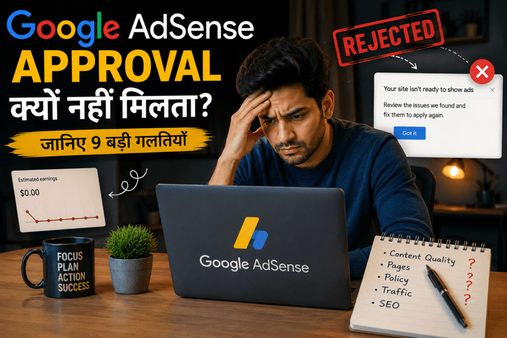 Google AdSense Approval Kyu Nahi Milta – Naya Blogger AdSense Rejection Aur Website Problems Ko Samajhte Hue