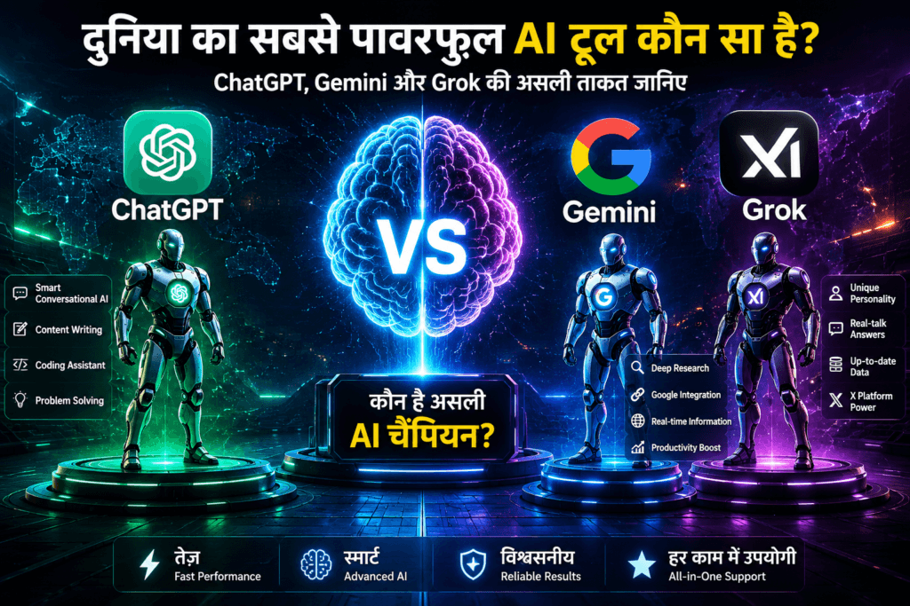 Duniya Ka Sabse Powerful AI Tool – ChatGPT Gemini Aur Grok Ki Tulanatmak Jankari