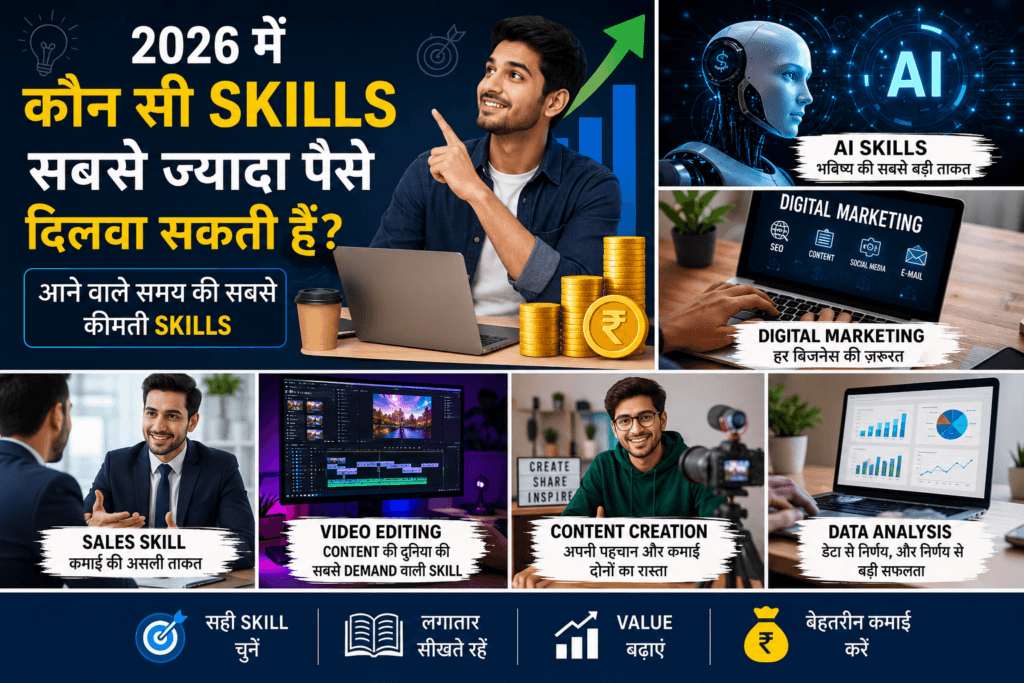 2026 Mein Kaun Si Skills Sabse Jyada Paise Dila Sakti Hain – AI, Digital Marketing, Sales, Video Editing Aur Content Creation Skills